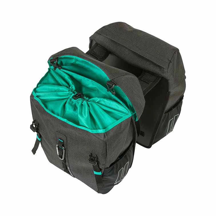 Basil Discovery 365D Doppel-Gepäckträgertasche M 18l schwarz/türkis - Image 3