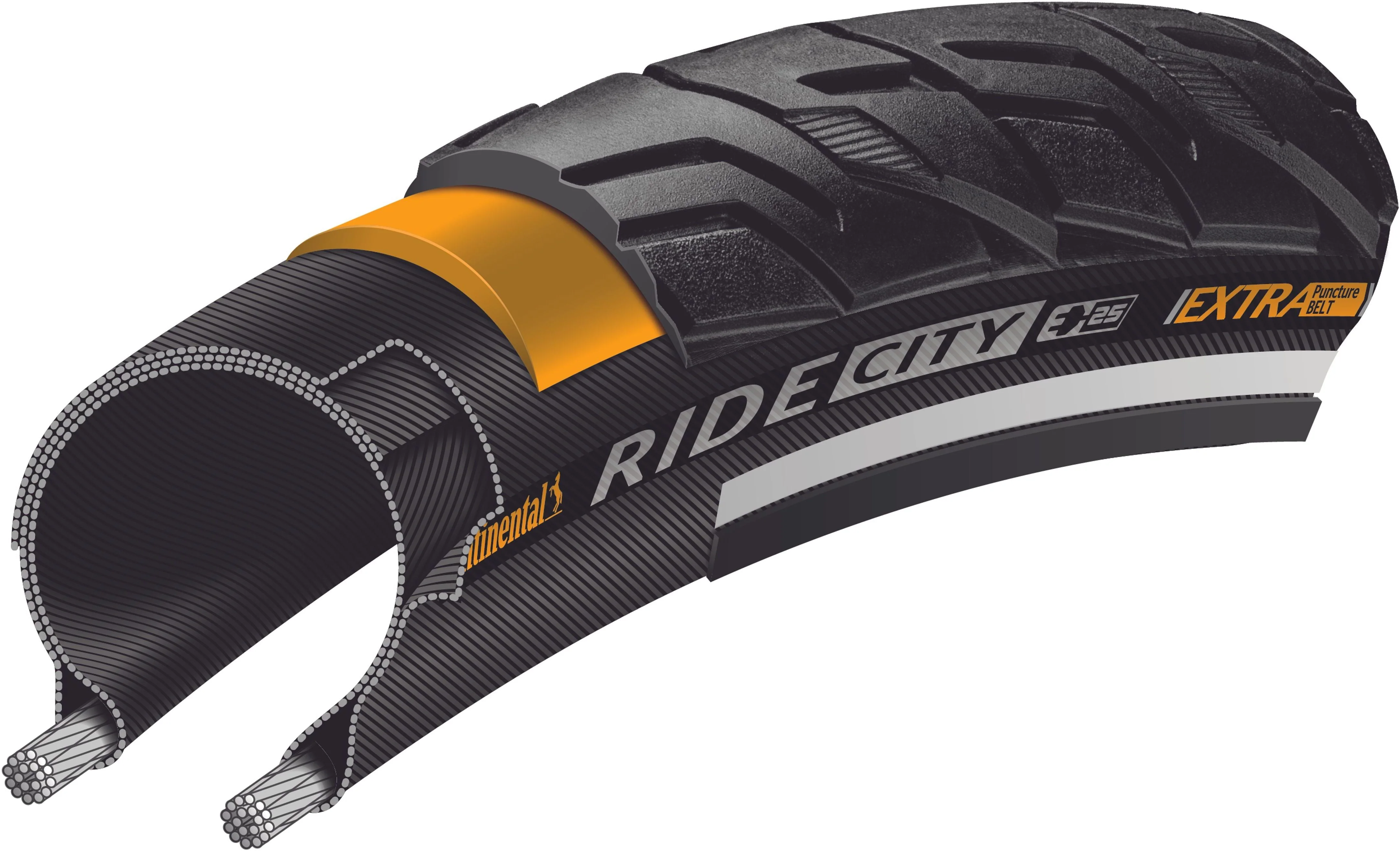 Continental Ride City E-25 Drahtreifen 28x1.40" Reflex schwarz - Image 3