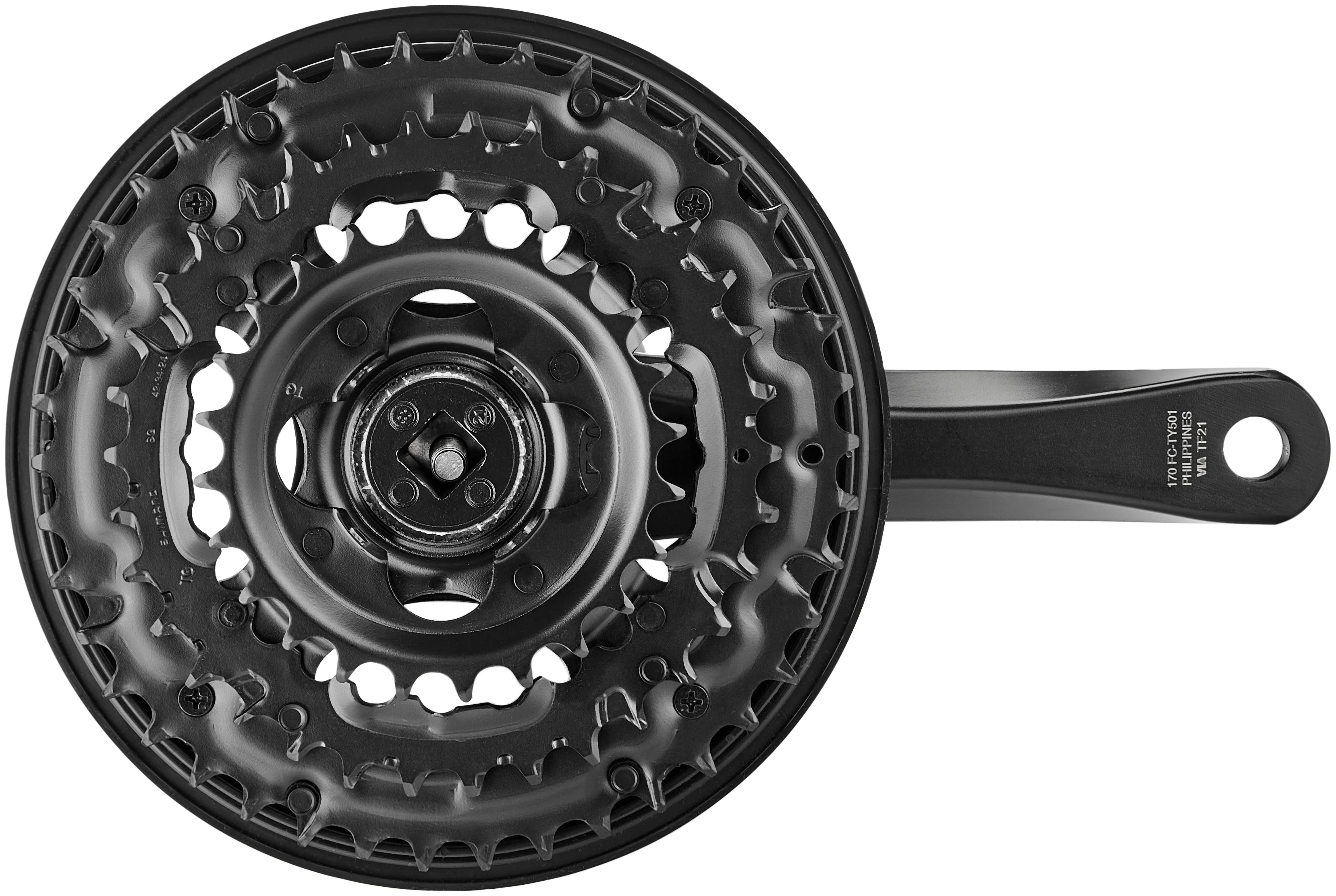 Shimano FC-TY501 Kurbelgarnitur 6/7/8-fach 42-34-24 Zähne mit Kettenschutzring schwarz - Image 3