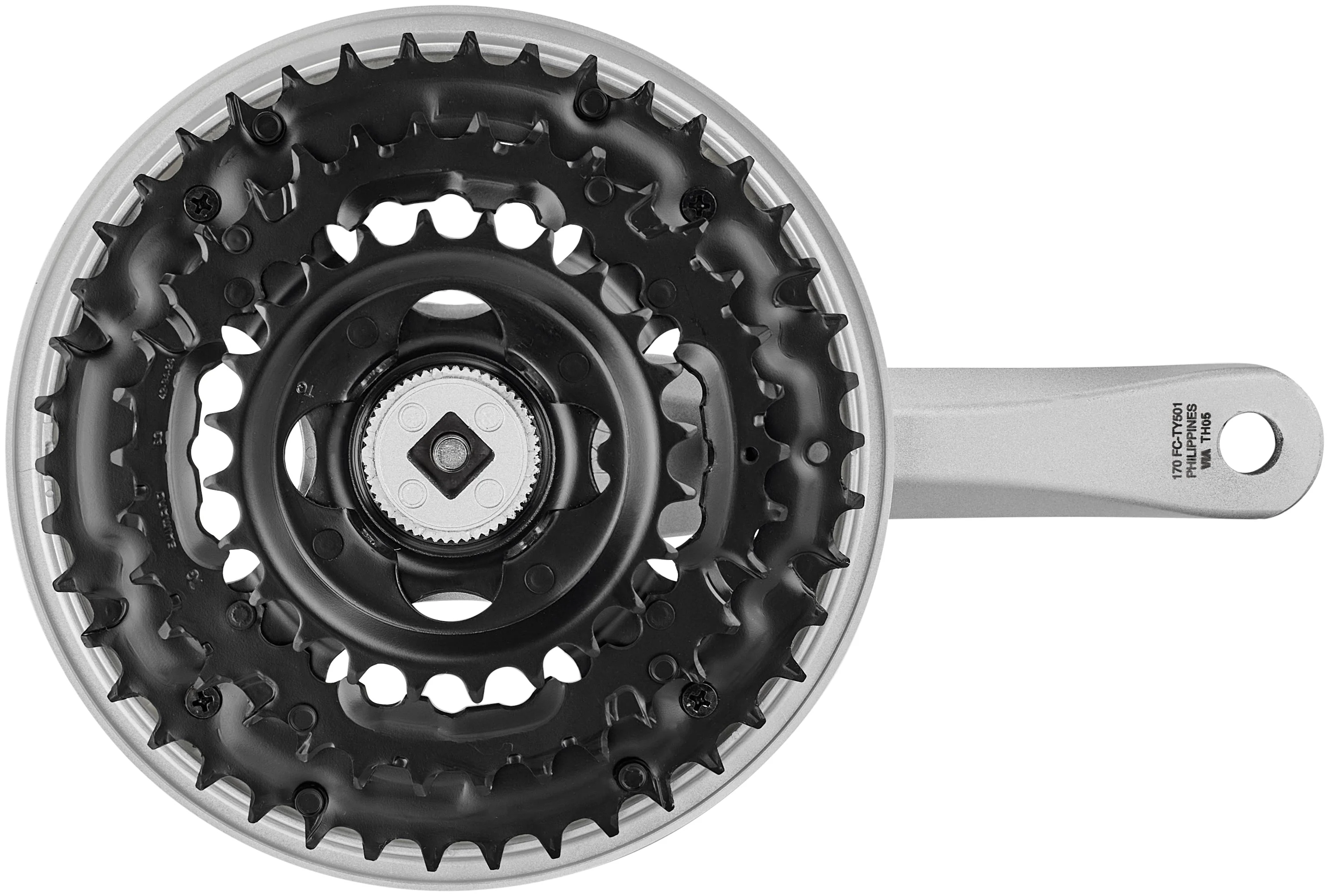Shimano FC-TY501 Kurbelgarnitur 6/7/8-fach 42-34-24 Zähne mit Kettenschutzring silber - Image 3