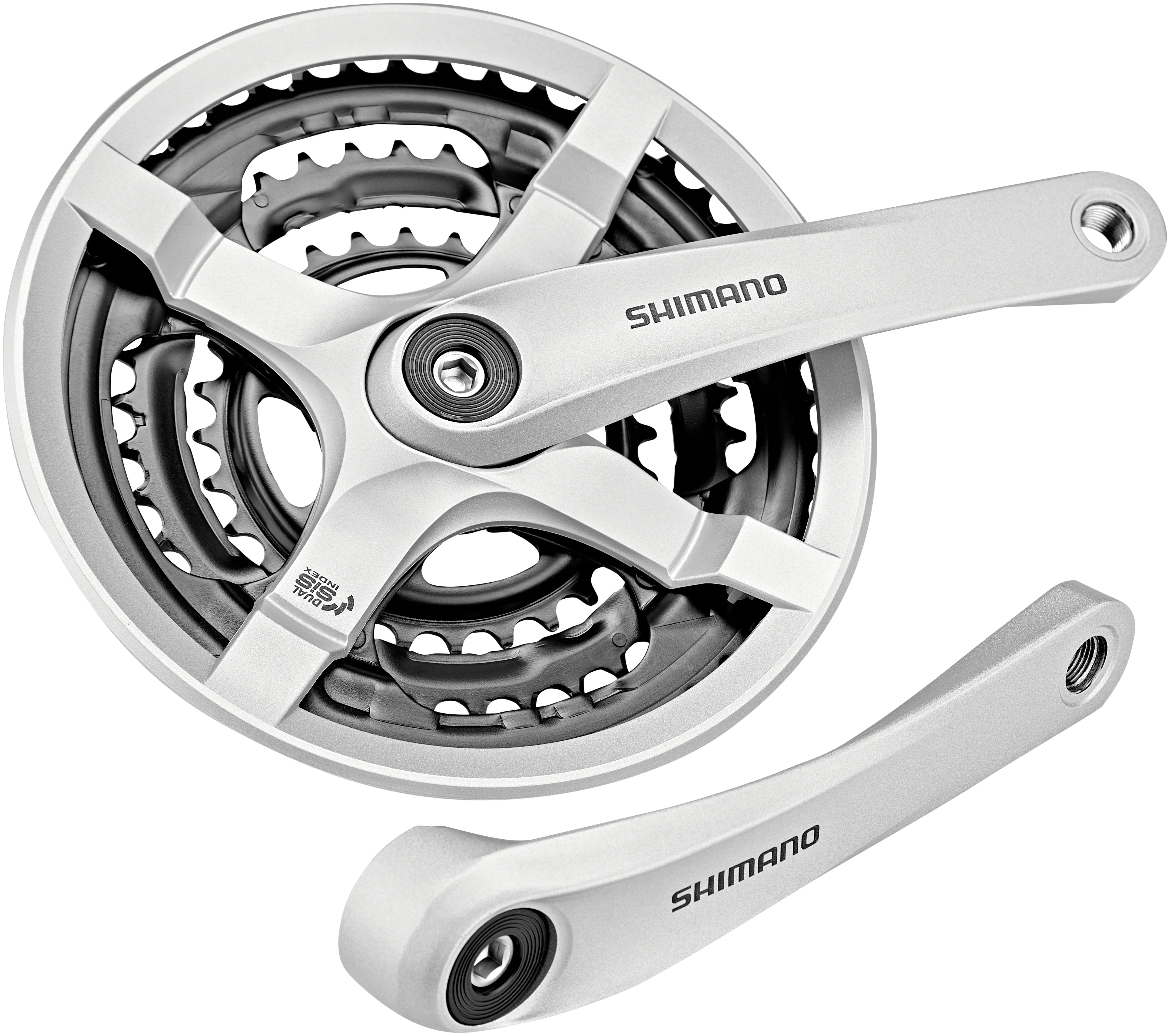 Shimano FC-TY501 Kurbelgarnitur 6/7/8-fach 48-38-28 Zähne mit Kettenschutzring silber - Image 4