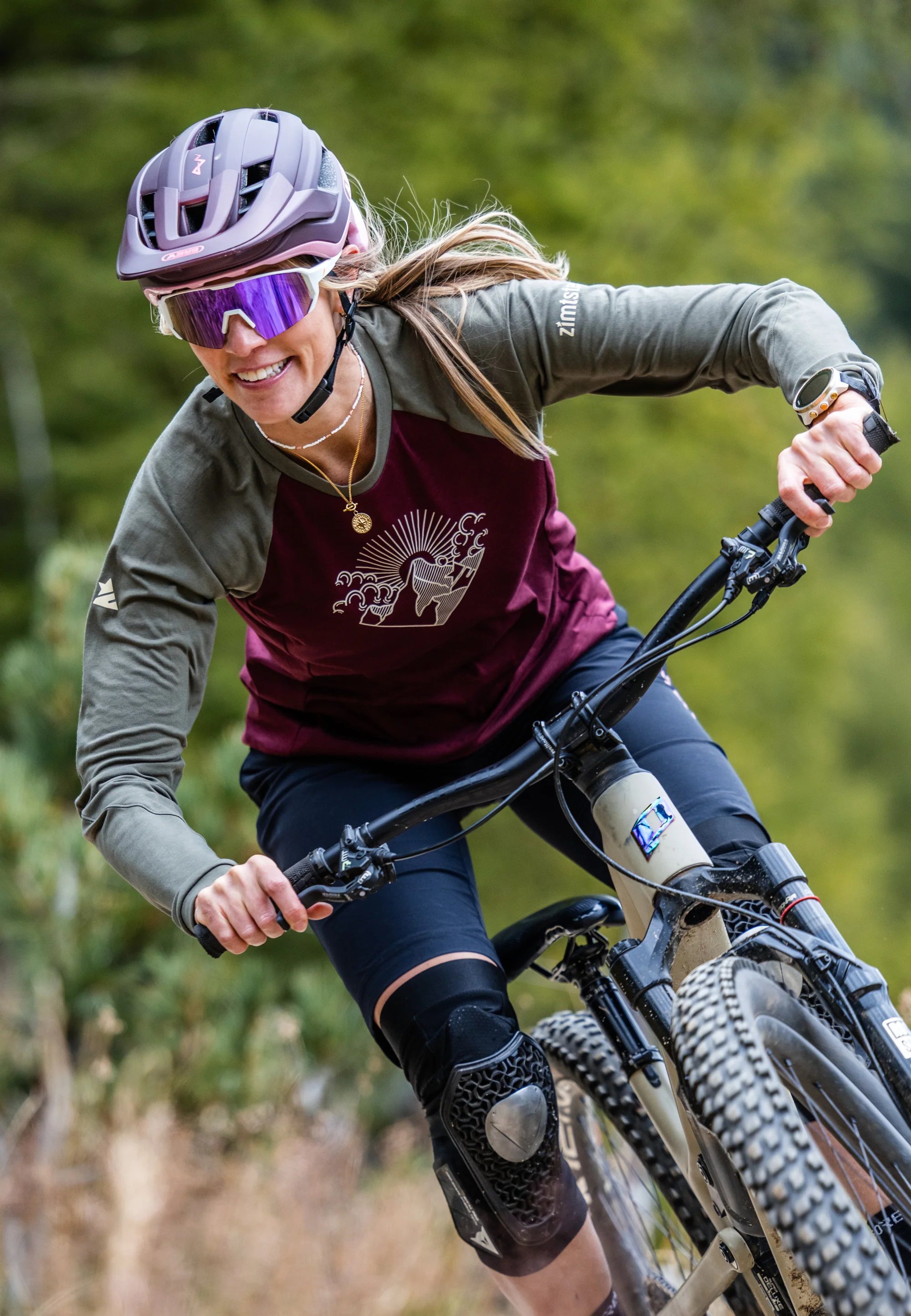Zimtstern PureFlowz Shirt LS Wmns Windsor Wine/Dusty Olive - Image 3